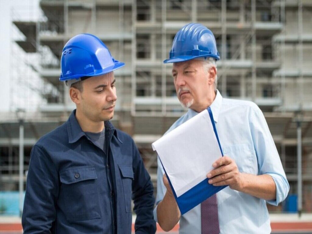 A commercial building contractor teaching a regular contractor