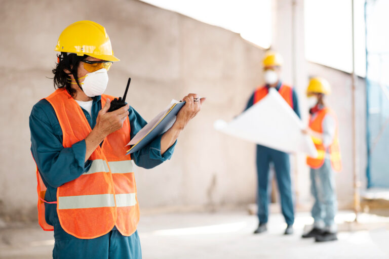 A team of professionals working on commercial building construction