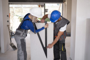 A team working on commercial building remodeling