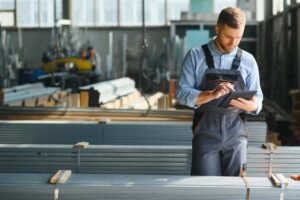 A contractor checking the quality of materials for their construction project